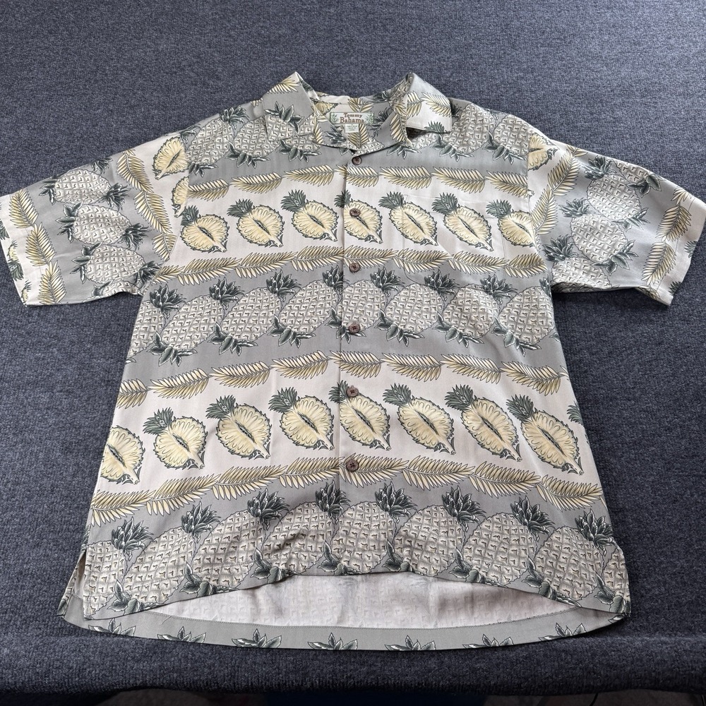 Tommy Bahama‎ Mens 100% Silk Pineapple Hawaiian Short Sleeve Medium EUC
